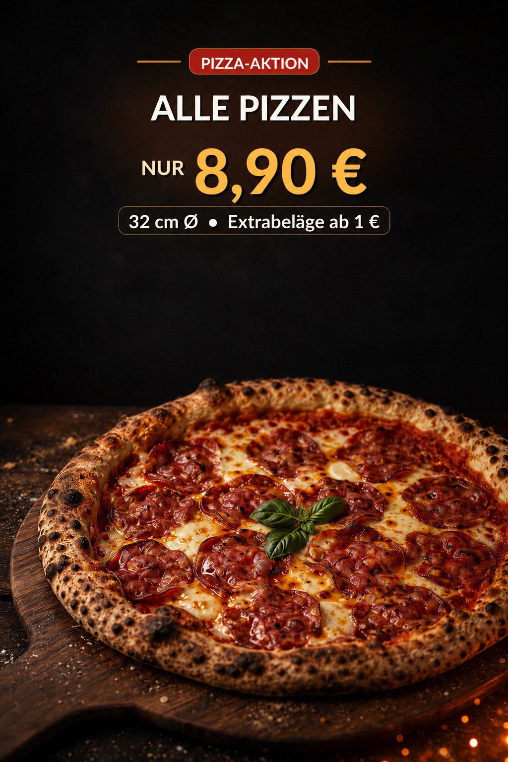 Alle Pizzen 8,90 Euro ana fiyat posteri
